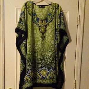 Green and Blue Patterned Kaftan